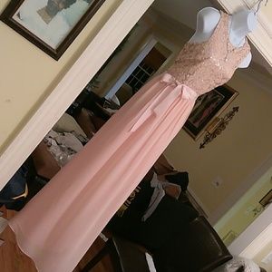 Belle Badgley Mischka coral sequind gown